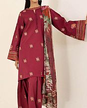Sapphire Wine Red Cambric Suit- Pakistani Winter Dress