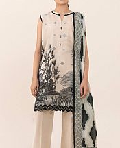 Sapphire Black/Off White Cambric Suit (2 pcs)- Pakistani Winter Dress