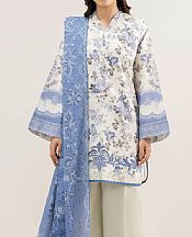 Off White/Blue Lawn Suit (2 pcs)