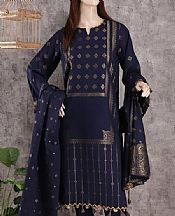 Navy Blue Jacquard Suit- Pakistani Winter Dress
