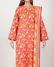 Saya Orange/Pink Khaddar Suit- Pakistani Winter Dress
