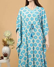 Turquoise/Off-white Khaddar Kurti- Pakistani Winter Dress