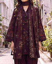 Saya Wine Berry Khaddar Suit- Pakistani Winter Dress