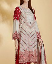 Red/White Lawn Suit (2 Pcs)- Pakistani Lawn Dress