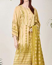 Light Golden Lawn Suit- Pakistani Lawn Dress