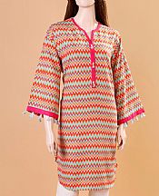 Sky Blue/Bright Orange Khaddar Kurti- Pakistani Winter Dress
