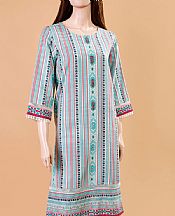 White/Cyan Khaddar Suit (2 Pcs)- Pakistani Winter Clothing