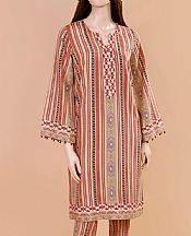Ivory/Red Khaddar Suit (2 Pcs)- Pakistani Winter Dress