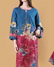 Denim Blue/Magenta Khaddar Suit- Pakistani Winter Dress
