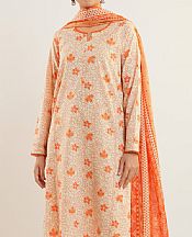 Saya Off White/Orange Lawn Suit- Pakistani Lawn Dress