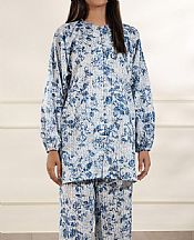 Saya Light Grey/Blue Lawn Suit (2 pcs)- Pakistani Lawn Dress