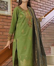 Saya Parrot Green Jacquard Suit- Pakistani Designer Lawn Suits