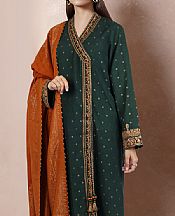 Saya Bottle Green Jacquard Suit- Pakistani Lawn Dress