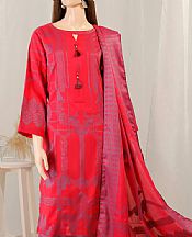 Saya Ruby Red Jacquard Suit- Pakistani Lawn Dress