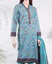 Turquoise Zari Stripe Line Suit- Pakistani Designer Lawn Dress