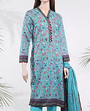 Turquoise Zari Stripe Line Kurti- Pakistani Designer Lawn Dress