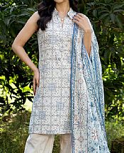 White/Turquoise Lawn Suit (2 Pcs)