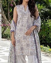 White/Lilac Lawn Suit (2 Pcs)