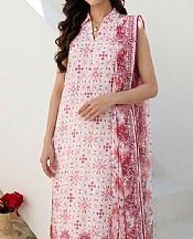 White/Coral Lawn Suit (2 Pcs)