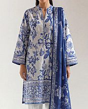 Saya Off White/Blue Lawn Suit- Pakistani Designer Lawn Suits