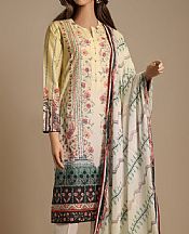 Saya Yellow/Off White Lawn Suit- Pakistani Designer Lawn Suits