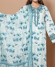Saya Off White/Teal Lawn Suit (2 pcs)- Pakistani Lawn Dress