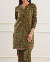 Saya Olive Green Lawn Suit (2 pcs)- Pakistani Lawn Dress