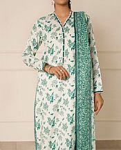 Saya Off White/Green Lawn Suit- Pakistani Designer Lawn Suits