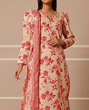 Saya Cream/Red Lawn Suit- Pakistani Lawn Dress