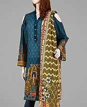 Teal Blue Lawn Suit (2 Pcs)- Pakistani Designer Lawn Dress