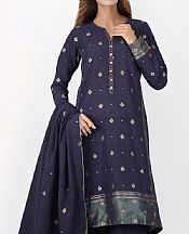 Saya Navy Jacquard Suit- Pakistani Winter Clothing