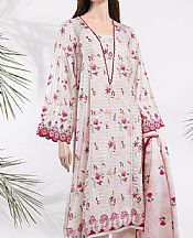 Off-white/Pink Zari Filament Suit- Pakistani Designer Lawn Dress