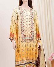 Mustard/White Zari Filament Suit- Pakistani Designer Lawn Dress
