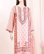 Off-white/Pink Zari Filament Kurti- Pakistani Designer Lawn Dress