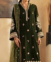 Seran Olive Green Velvet Suit- Pakistani Winter Dress