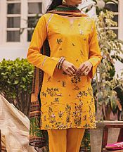 Seroli Golden Yellow Lawn Suit (2 Pcs)- Pakistani Designer Chiffon Suit