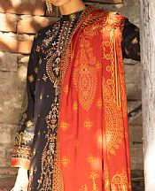 Charcoal/Red Khaddar Suit- Pakistani Winter Dress