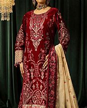 Shaista Scarlet Velvet Suit- Pakistani Winter Clothing