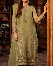 Sifa Olive Chiffon Suit- Pakistani Designer Chiffon Suit