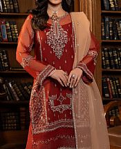Sifa Falu Red Chiffon Suit- Pakistani Designer Chiffon Suit