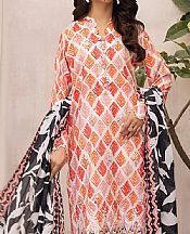 So Kamal White/Vermilion Red Lawn Suit- Pakistani Lawn Dress