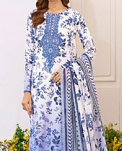 So Kamal Cornflower Blue/White Lawn Suit- Pakistani Designer Lawn Suits