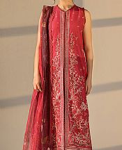 Sobia Nazir Auburn Red Lawn Suit- Pakistani Designer Lawn Suits