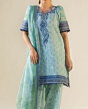Sobia Nazir Light Turquoise Lawn Suit- Pakistani Designer Lawn Suits