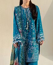 Sobia Nazir Teal Lawn Suit- Pakistani Designer Lawn Suits
