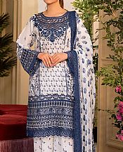 Sobia Nazir White/Blue Lawn Suit- Pakistani Lawn Dress