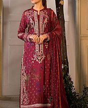 Sobia Nazir Wine Red Lawn Suit- Pakistani Lawn Dress