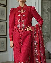 Sobia Nazir Vivid Burgundy Lawn Suit- Pakistani Designer Lawn Suits