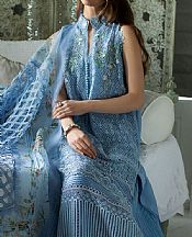 Sobia Nazir Moonstone Blue Lawn Suit- Pakistani Designer Lawn Suits