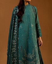Sobia Nazir Teal Khaddar Suit- Pakistani Winter Dress